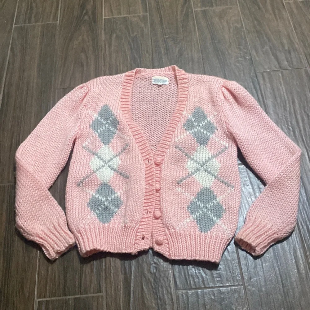 Vintage crochet acrylic sweater cardigan